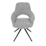 Židle jídelní, šedá látka, 360° vratný mechanismus, černý kov