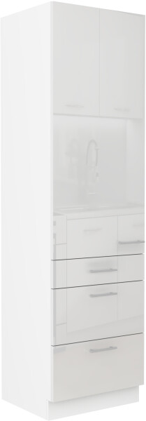 Vysoká potravinová skříňka Lara 60 DKS-210 3S 1F - Premium Box Barva korpusu: Bílá, Barva dvířek: Bílý lesk