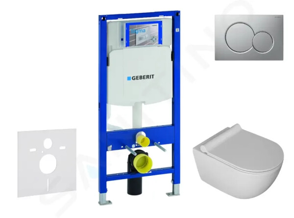 GEBERIT - Duofix Set předstěnové instalace, klozetu Gaia a sedátka softclose, tlačítko Sigma01, lakovaný matný chrom SANI11CA1109