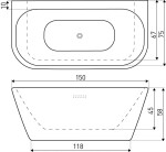 KERRA - Vana přisazená MONA 150 (bílý lesk) 5907548115102