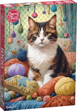 Puzzle Cherry Pazzi 1000 dílků - Knitty Cat (Kočka v přízi)