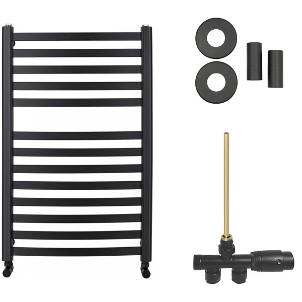 CERANO Koupelnový radiátorový set Paolo - ústřední vytápění - boční jednobodové připojení - 568W - černá matná - 850x550 mm