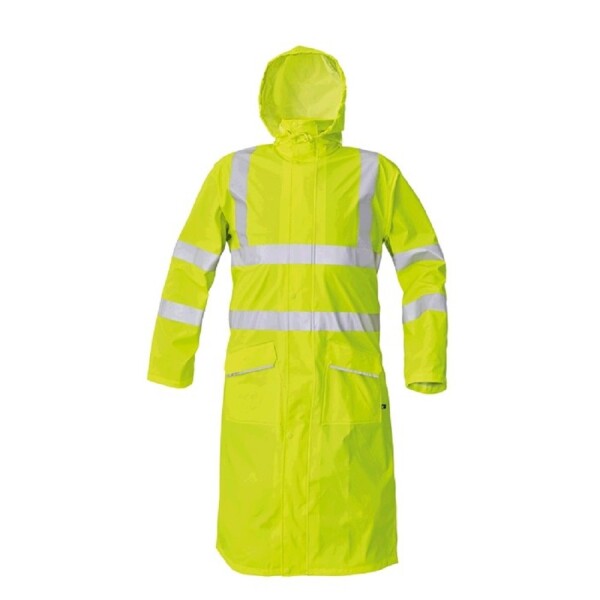 Nepromokavý plášť SIRET HI-VIS žlutý s kapucí a reflexními pruhy L- žlutý