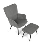 Relaxační křeslo, šedá, manšestrová látka, AK-L7285 GREY6