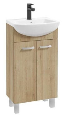 Erga Lumi, umyvadlová skříňka + keramické umyvadlo 50x41cm, dub řemeslný-chromová rukojeť, ERG-207-D-05014+1520 ERG-207-D-05014-1520