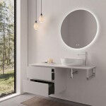 CERANO - Koupelnová skříňka Carole - bílá matná + deska pod umyvadlo Navira Slim - 18 mm + konzole chrom - 160x46x49,8 CER-606153