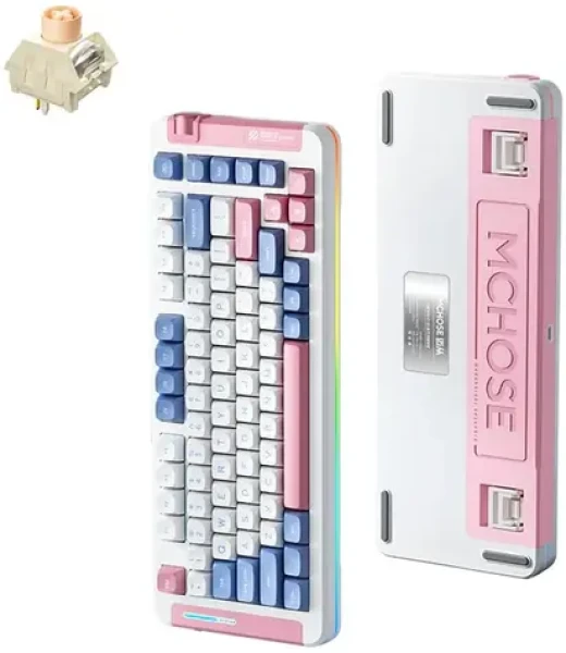 MCHOSE MC-X75 Icy Creamsicle růžová / herní bezdrátová klávesnice / mechanická / Icy Creamsicle / 2.4GHz / BT / US Layou (MC-X75-5)