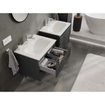 MEXEN/S - Rivel koupelnová skříňka 60 cm s umyvadlem Vela, 2 zásuvky, reliéf , grafit mat/bílá mat - 91A20-06047-2-BFF66-W23M0 91A20-06047-2-BFF66-W23M01