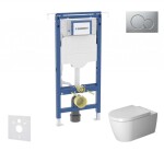 GEBERIT - Duofix Set předstěnové instalace, klozetu a sedátka Duravit ME by Starck, tlačítka Sigma01, Rimless, SoftClose, matný chrom SANI11CP2103