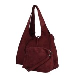 Moderní dámská semišová kabelka Tina, vínově červená
