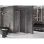 MEXEN/S - Velar L Duo sprchový kout, posuvné dveře 100 x 90, transparent, měď kartáčovaná 871-100-090-02-03-65