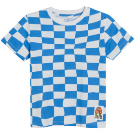 Kostkované tričko s krátkým rukávem- modré - 128 WHITE