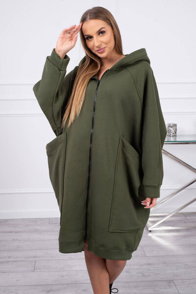 Zateplená oversize mikina khaki barvě UNI