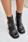 Lakované botky na podpatku z podšívkou a ozdobou MR880-021 černé D&A 37