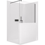 CERANO - Sprchová zástěna Walk-in Onyx Half Round L/P - 8 mm - kulatá vzpěra - černá matná, transparentní sklo - 100x100 CER-681583
