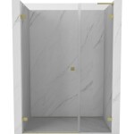 MEXEN/S - Lunar-B L sprchové dveře křídlové levé 150, transparent, zlatá kartáčovaná 832SL-150-050-55-00-L