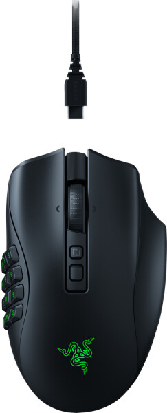 Razer Naga V2 Pro černá / Bezdrátová herní myš / optická / HyperScroll / 30000 DPI / 12 tlačítek / USB-C / Bluetooth (RZ01-04400100-R3G1)