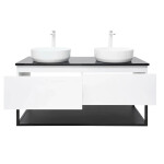Koupelnová skříňka s žulovou krycí deskou SAT B-Way 119x30x45 cm bílá lesk BWAY120WZUBF BWAY120WZUBF