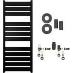 CERANO Koupelnový radiátorový set Arturo - ústřední výtápění - boční připojení - 644W - černá matná - 1200x500 mm