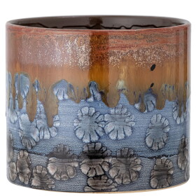 Bloomingville Keramický obal na květináč Ina Brown, modrá barva, hnědá barva, keramika