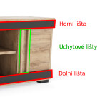 Komoda L10 Horní / dolní lišta: Craft zlatý, Úchytové lišty: Craft zlatý