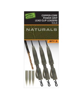 Fox Montáž Edges Naturals Copper-Core Power Grip Lead Clip Leaders 3ks