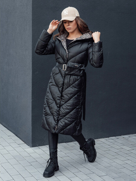 Dámský zimní prošívaný kabát s kapucí CELESTIE černý FashionStreet TY4513 XXL