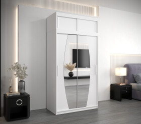 Šatní skříň Abi E0 s nástavcem Barva korpusu: Bílá, Rozměry: 120 cm, Dveře: Bílá
