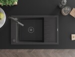MEXEN/S - Elias granitový dřez 1 s odkapávačem včetně baterie Flora, černá kropenatá 6511-76-670401-08-B