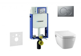 GEBERIT - Kombifix Modul pro závěsné WC s tlačítkem Sigma01, matný chrom + Tece One - sprchovací toaleta a sedátko, Rimless, SoftClose 110.302.00.5 NT3