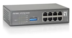 LevelOne Switch 8x Fast Ethernet PoE / Switch / 8-port / 10/100 Mbps / 8x PoE / 85 W (FEP-0800)