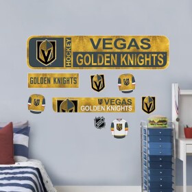 Mustang Drinkware Samolepky na Stěnu Vegas Golden Knights NHL Repositionable Street Signs Wall Decal Set