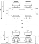 MEXEN úhlový/rovný radiátorový ventil, Duplex, DN50, černá W908-000-70