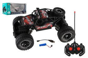 Auto RC Off-Road plast 26cm 27MHz dobíjecí pack+baterie se světlem červené v krabici