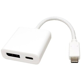 Roline 12.03.3221 USB-C® / Mini-DisplayPort kabelový adaptér [1x USB-C® zástrčka - 1x zásuvka DisplayPort, USB-C® zásuvka (nabíjení)] bílá 0.10 m