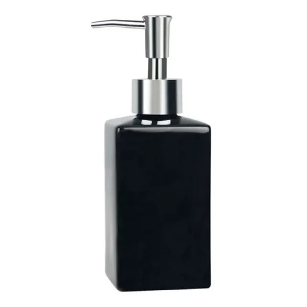 Spirella QUADRO dávkovač mýdla černý / keramika / 300 ml (7610583136626)