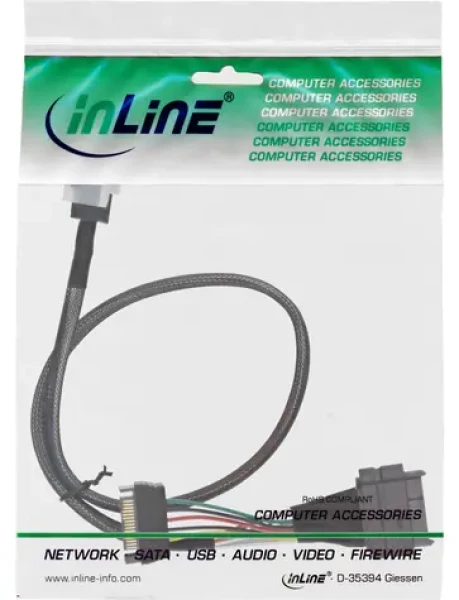 InLine Kabel SFF-8643 - U.2 SFF-8639 + SATA černá / Kabel / interní / 0,5 m (29620A)
