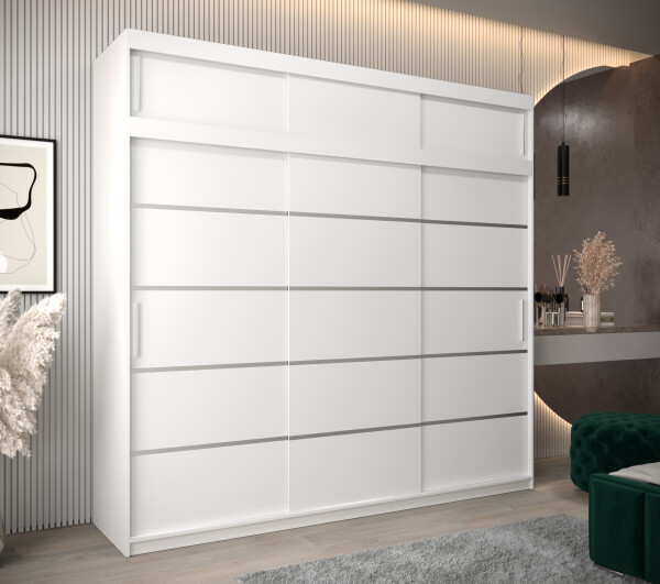 Šatní skříň Abi V1 s nástavcem Barva korpusu: Bílá, Rozměry: 250 cm, Dveře: Bílá