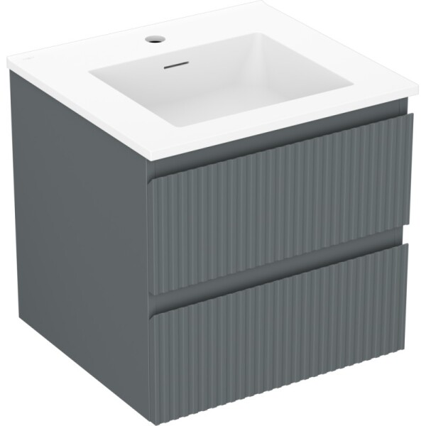 MEXEN/S - Rivel koupelnová skříňka 50 cm s umyvadlem Otis, 2 zásuvky, reliéf , grafit mat/bílá mat 91A20-05047-2-BFF66-W18M01