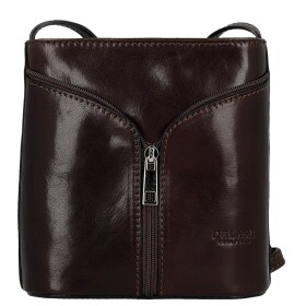 Luxusní dámská kožená crossbody kabelka Katija, tmavě hnědá