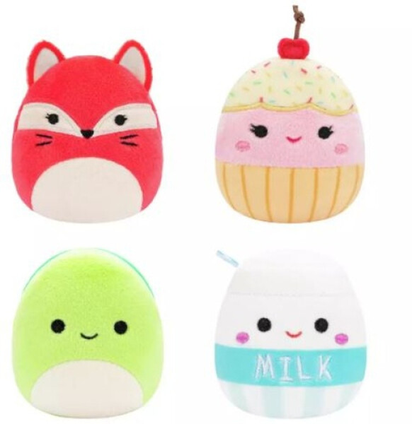 Squishmallows Micromallows 4-Pack Liška, Želva, Mlíčko, Dortík 6 cm