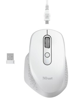Trust Ozaa Rechargeable Wireless Mouse bílá / Bezdrátová optická myš / 2400DPI / 2.4 GHz / USB (24035)