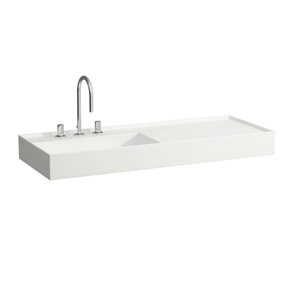 Laufen - Kartell Umyvadlo 120x46 cm, se 3 otvory pro baterii, SaphirKeramik, bílá H8133320001581