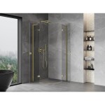 MEXEN/S - Mist L sprchový kout čtvrtkruh, křídlové 90 x 90, transparent, zlato 8A33L-090-090-50-00