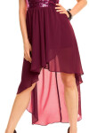 Dámské společenské šaty korzetové MAYAADI asymetrickou sukní fialové Fialová MAYAADI