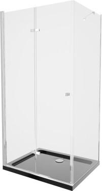 MEXEN/S - Lima sprchový kout zalamovací dveře 80 x 100, transparent, chrom + Flat černá vanička se sifonem 856-080-100-01-00-4070