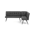 Lavice rohová, šedá látka v dekoru broušené kůže, černý kov