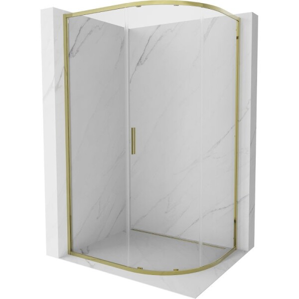 MEXEN - Exo čtvrtkruhový posuvný sprchový kout 100 x 90, transparent, zlato 8131-100-090-50-00