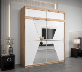 Šatní skříň Abi Ma s nástavcem Barva korpusu: Dub artisan, Rozměry: 200 cm, Dveře: Bílá