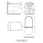 CERANO - Závěsné WC s bidetem Basic/Cronus Standard - bílá lesklá - WC tlačítko Dualo/Bílá - pro zazdění - 59,3x38,4 CER-8050BD86421